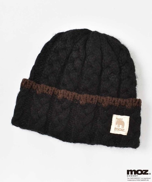 moz（モズ） ニット帽 ニットキャップ moz裏ボアケーブル編みニット帽