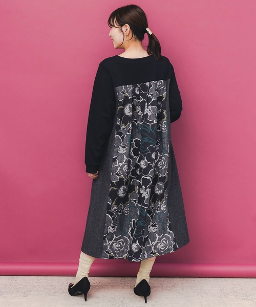 iS ScoLar（イズスカラー） ワンピース 553261：花柄ヘリンボーン×裏毛