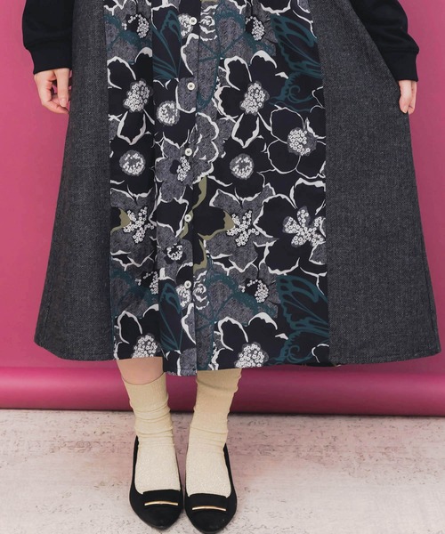 iS ScoLar（イズスカラー） ワンピース 553261：花柄ヘリンボーン×裏毛