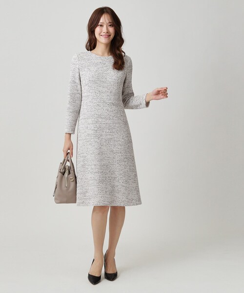 クード シャンス（COUP DE CHANCE）/【手洗い可／日本製／伸縮性】ツイード見えワンピース COUP DE CHANCE（クードシャンス） ワンピース 「手洗い可／日本製
