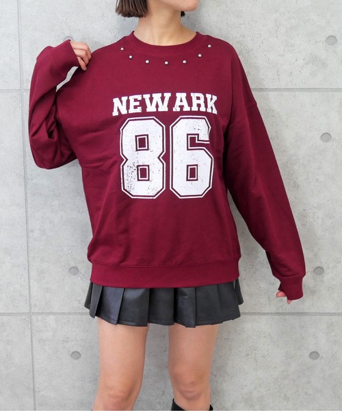 AMERICANAバックプリント ナンバリング スウェット トレーナー Tシャツ FUN トレーナー スウェット ナンバリングトレーナー レディース