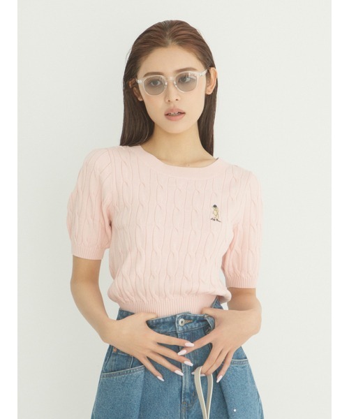 「LILY BROWN」 半袖ニット ONE SIZE ベージュ レディースの画像