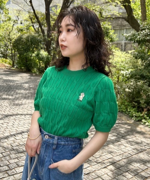 「LILY BROWN」 半袖ニット ONE SIZE ベージュ レディースの画像
