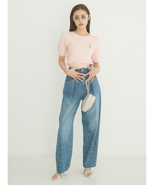 「LILY BROWN」 半袖ニット ONE SIZE ベージュ レディースの画像