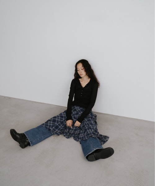 「duei」 フレアスカート FREE ブラック×ホワイト レディース_画像2