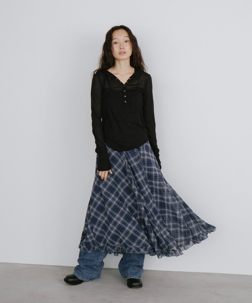 「duei」 フレアスカート FREE ブラック×ホワイト レディース_画像4