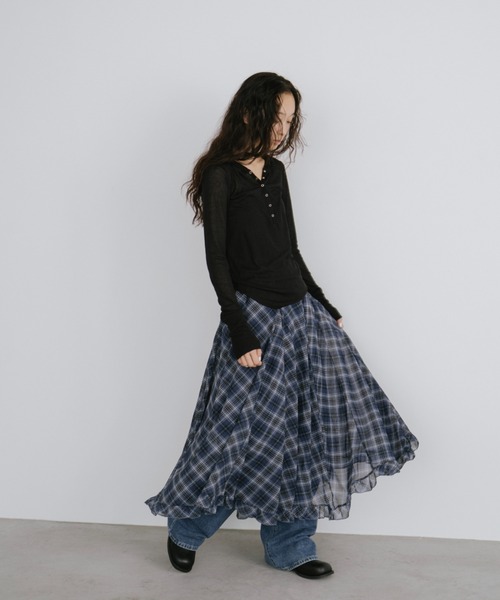 「duei」 フレアスカート FREE ブラック×ホワイト レディース_画像6