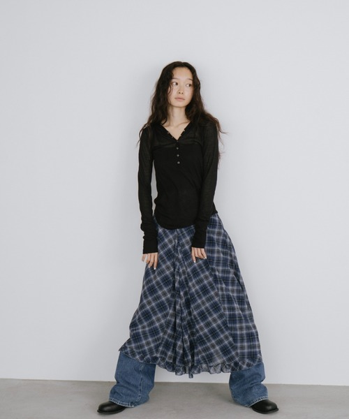 「duei」 フレアスカート FREE ブラック×ホワイト レディース_画像7