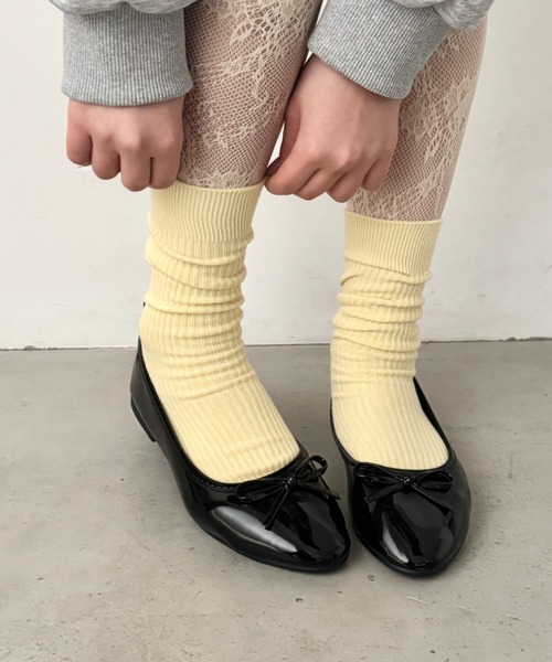 SOLLON.（ソルロン） バレエシューズ パンプス リボンエナメルフラット