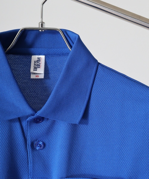「BEES BEAM」 長袖ポロシャツ S ブラック メンズ_画像3