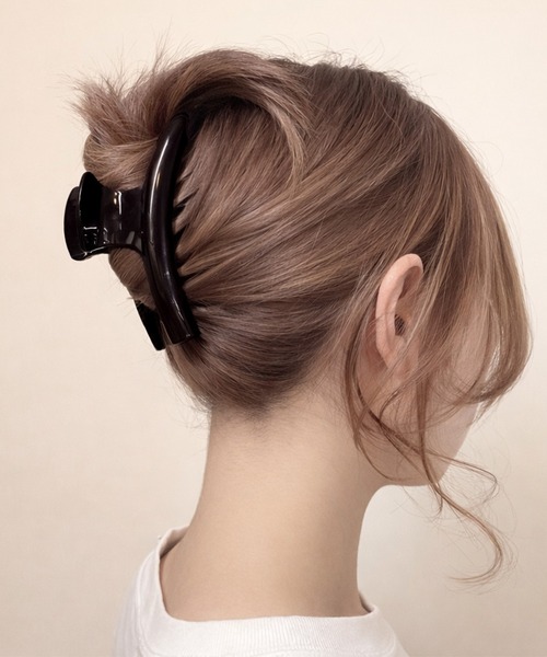 ホワイト ヘアクリップ ヘアアクセサリー MAISON SELECT ヘアクリップ 2C60-NK ニュアンスカーブ デザイン ヘア