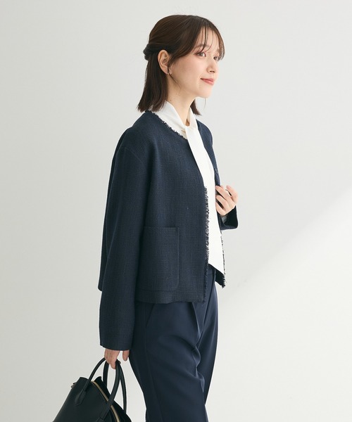 「ef-de」 ツイードジャケット MEDIUM ネイビー レディース_画像5