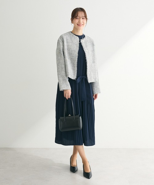 「ef-de」 ツイードジャケット MEDIUM ネイビー レディース_画像9
