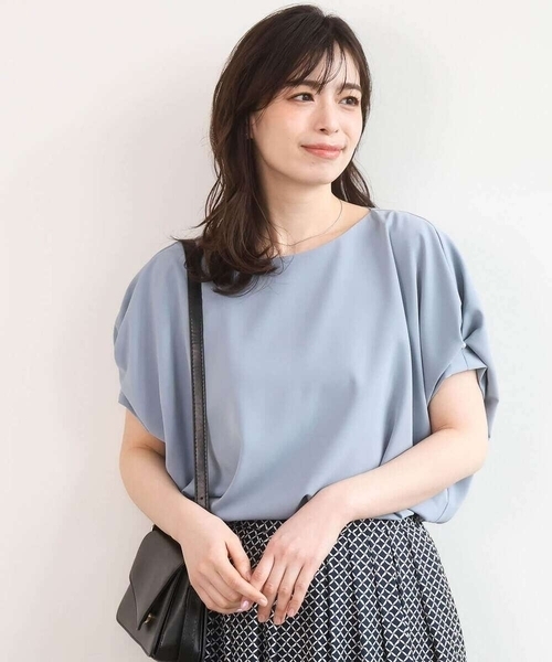 ブラウス シャツ ストレッチパール調タックブラウス/UVカット/接触冷感/洗濯機で洗える/WEB限定サイズあり レディース