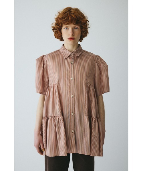 ブラウス シャツ Side gather A line shirt　　サイドギャザーAラインシャツ レディースの画像