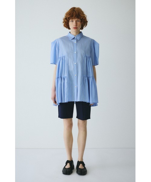 ブラウス シャツ Side gather A line shirt　　サイドギャザーAラインシャツ レディースの画像