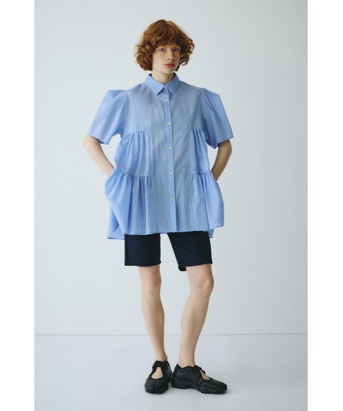 HeRIN.CYE ブラウス シャツ Side gather A line shirt サイドギャザーA