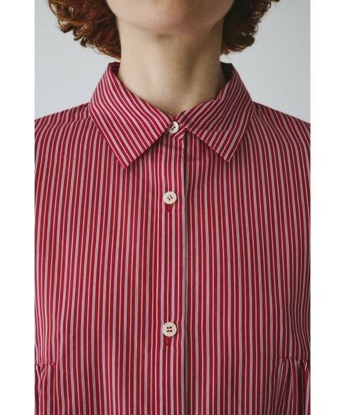 ブラウス シャツ Side gather A line shirt　　サイドギャザーAラインシャツ レディースの画像