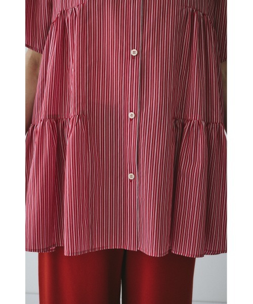 ブラウス シャツ Side gather A line shirt　　サイドギャザーAラインシャツ レディースの画像