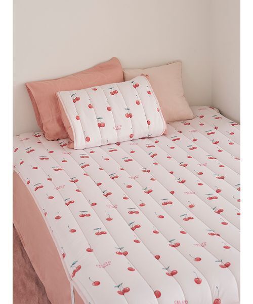 【未使用】東京ベッド♠ダブル 敷きパッド＆シーツ2枚セット 日本製 桃色 gelato pique Sleep ベッド 寝具 「Sleep」「接触冷感」フルーツ柄敷き