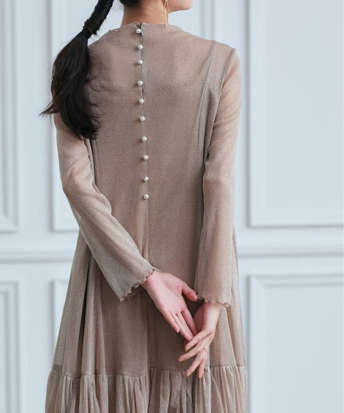 「MAISON DE THERESE」 長袖ワンピース M ベージュ レディース_画像4