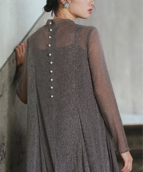 「MAISON DE THERESE」 長袖ワンピース M ベージュ レディース_画像7