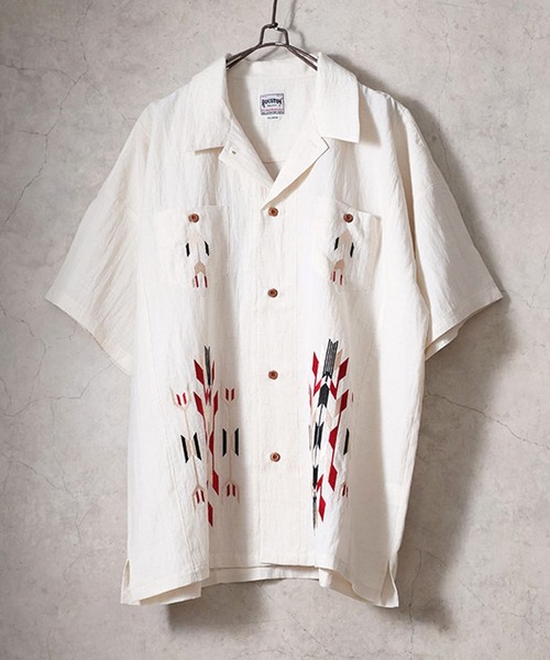 HOUSTON（ヒューストン） スマホショルダー シャツ 半袖 LINEN CHIMAYO
