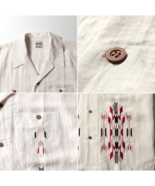 HOUSTON（ヒューストン） スマホショルダー シャツ 半袖 LINEN CHIMAYO