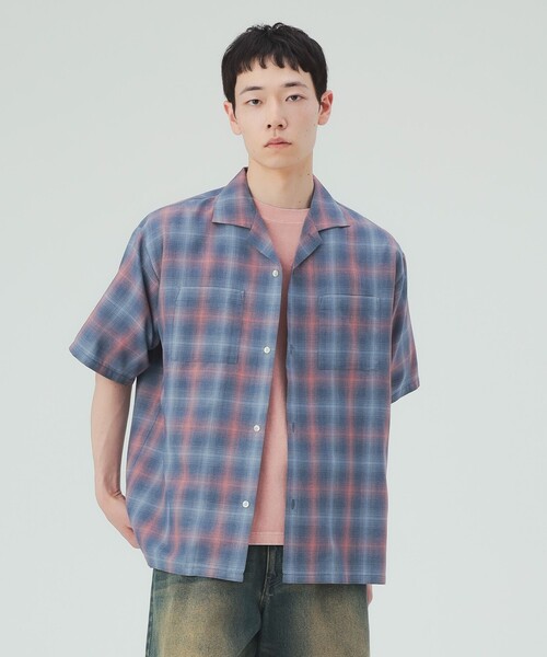 メンズ ショートスリーブ チェックシャツ BEAMS HEART（ビームス ハート） シャツ 半袖 「7/9値下げ」杢調