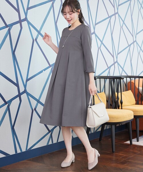 「Tiaclasse」 長袖ワンピース M ベージュ レディース_画像5