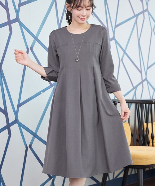 「Tiaclasse」 長袖ワンピース M ベージュ レディース_画像9