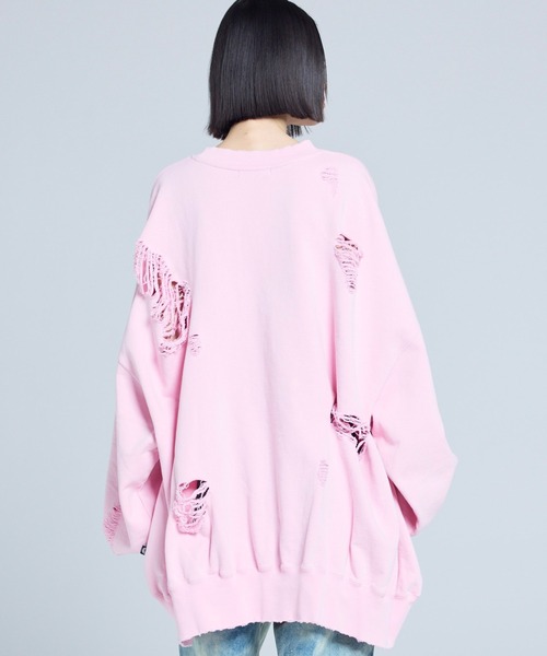 トレーナー スウェット littlesunnybite/リトルサニーバイト/damaged big sweat top レディース メンズの画像