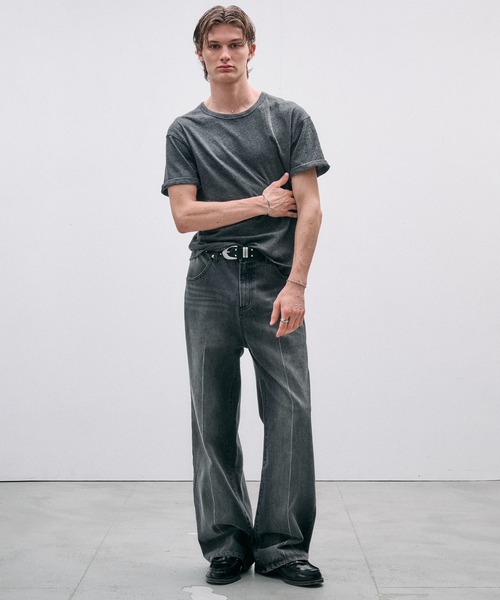 Adoon plain ワイドパンツ ジーンズ CENTER LINE STRAIGHT DENIM 