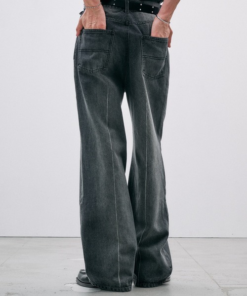 Adoon plain ワイドパンツ ジーンズ CENTER LINE STRAIGHT DENIM 