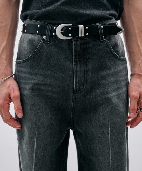Adoon plain ワイドパンツ ジーンズ CENTER LINE STRAIGHT DENIM 