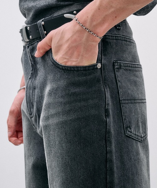 Adoon plain ワイドパンツ ジーンズ CENTER LINE STRAIGHT DENIM 