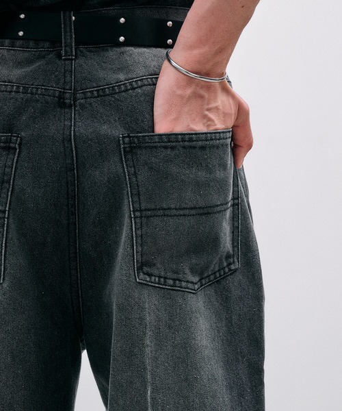 Adoon plain ワイドパンツ ジーンズ CENTER LINE STRAIGHT DENIM 