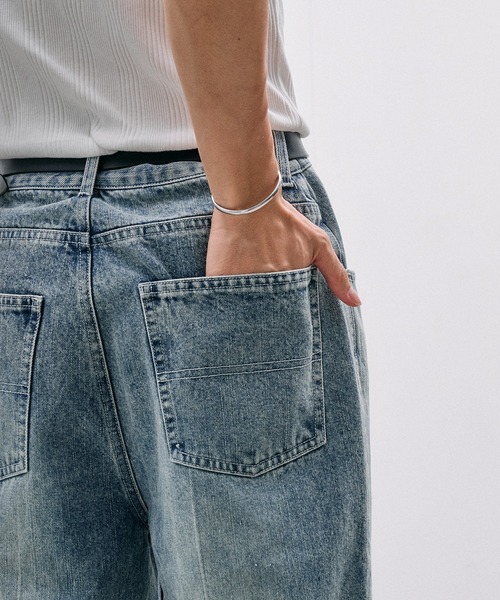 Adoon plain ワイドパンツ ジーンズ CENTER LINE STRAIGHT DENIM 