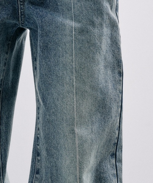 Adoon plain ワイドパンツ ジーンズ CENTER LINE STRAIGHT DENIM 