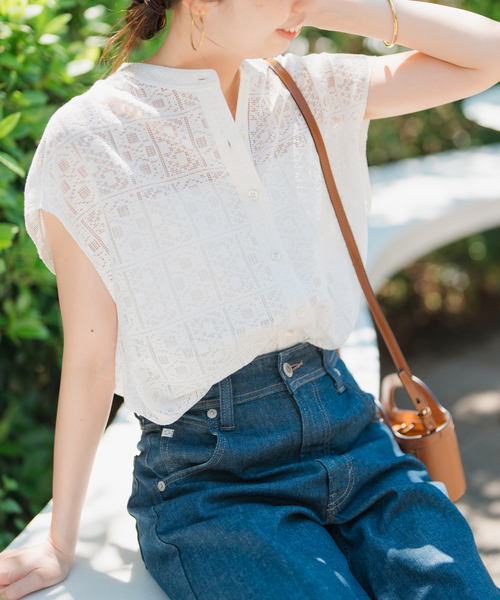 Spick and Span PEレースシャツ Spick＆Span（スピック アンド スパン） ブラウス シャツ 「WEB限定
