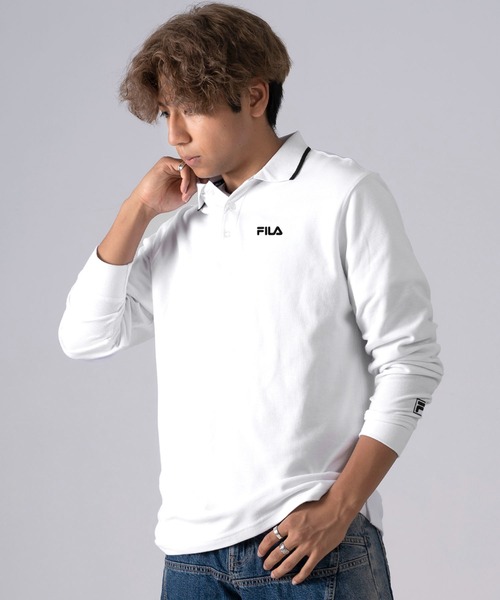 FILA（フィラ） ポロシャツ ポロシャツ 長袖 綿100% 鹿の子 筆記体ロゴ