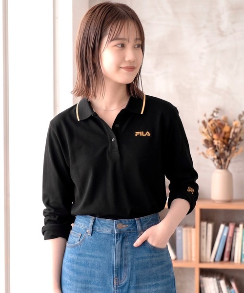 FILA（フィラ） ポロシャツ ポロシャツ 長袖 綿100% 鹿の子 筆記体ロゴ