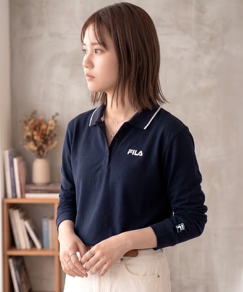 FILA（フィラ） ポロシャツ ポロシャツ 長袖 綿100% 鹿の子 筆記体ロゴ