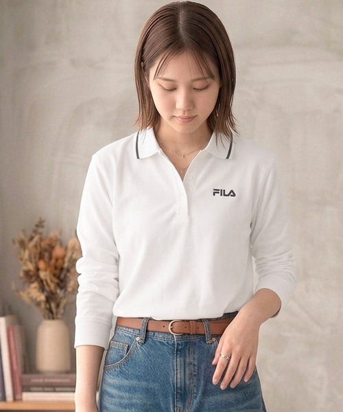 FILA（フィラ） ポロシャツ ポロシャツ 長袖 綿100% 鹿の子 筆記体ロゴ