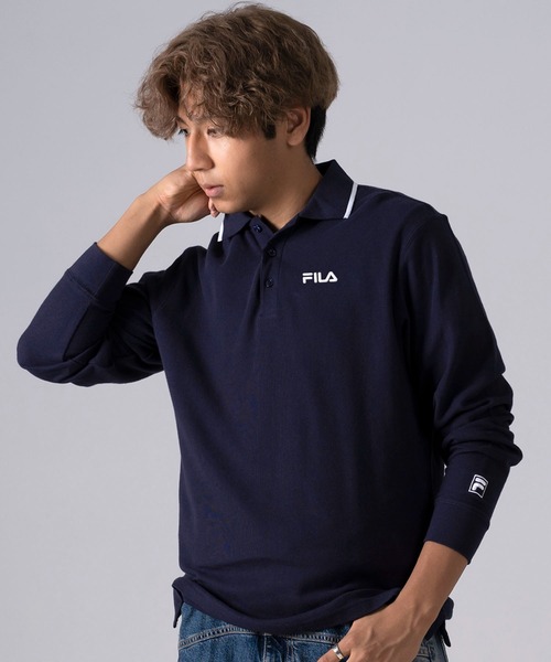 FILA（フィラ） ポロシャツ ポロシャツ 長袖 綿100% 鹿の子 筆記体ロゴ