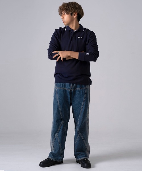 FILA（フィラ） ポロシャツ ポロシャツ 長袖 綿100% 鹿の子 筆記体ロゴ