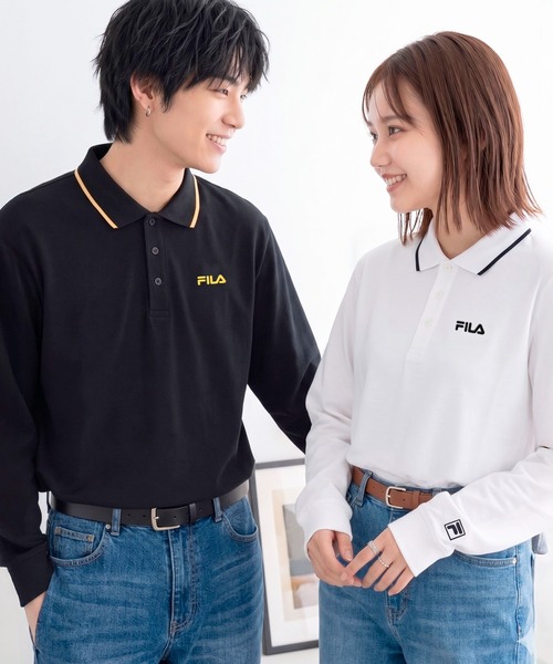 FILA（フィラ） ポロシャツ ポロシャツ 長袖 綿100% 鹿の子 筆記体ロゴ