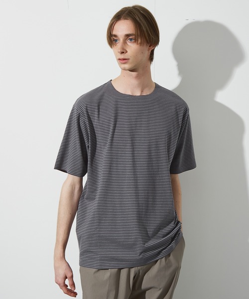 ABAHOUSE tシャツ 「ノンストレス」COTTON LYCRA 圧着 クルー