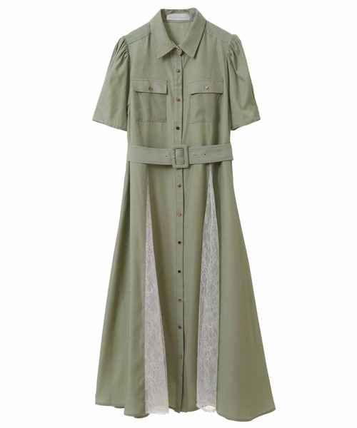 ワンピース レース切替シャツワンピース Sons de