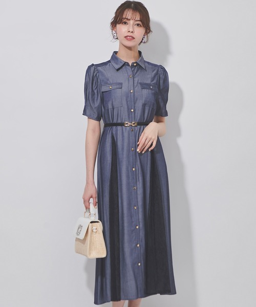 ワンピース レース切替シャツワンピース Sons de